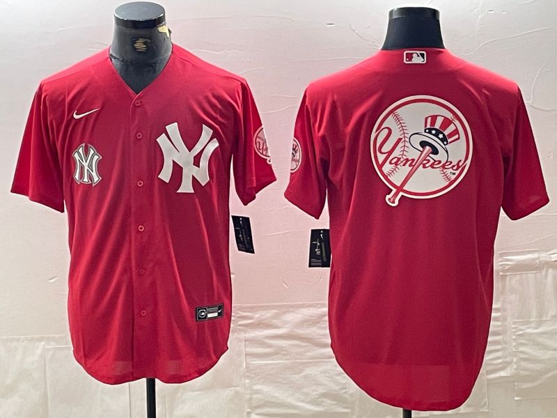 Men New York Yankees Blank Red joint name Nike 2024 MLB Jersey style 14